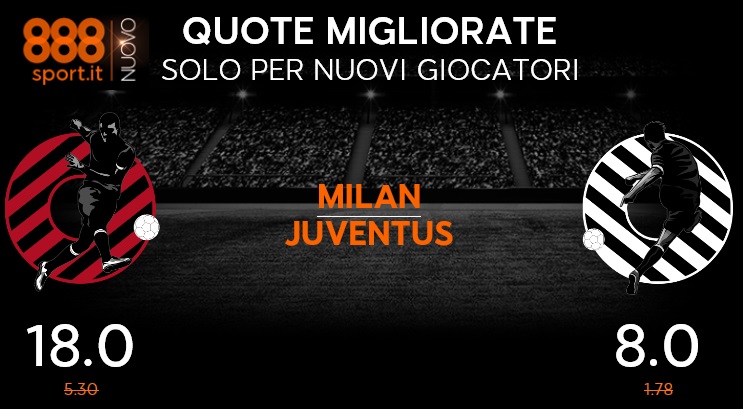 Milan-Juventus: il 61% degli scommettitori punta sui bianconeri