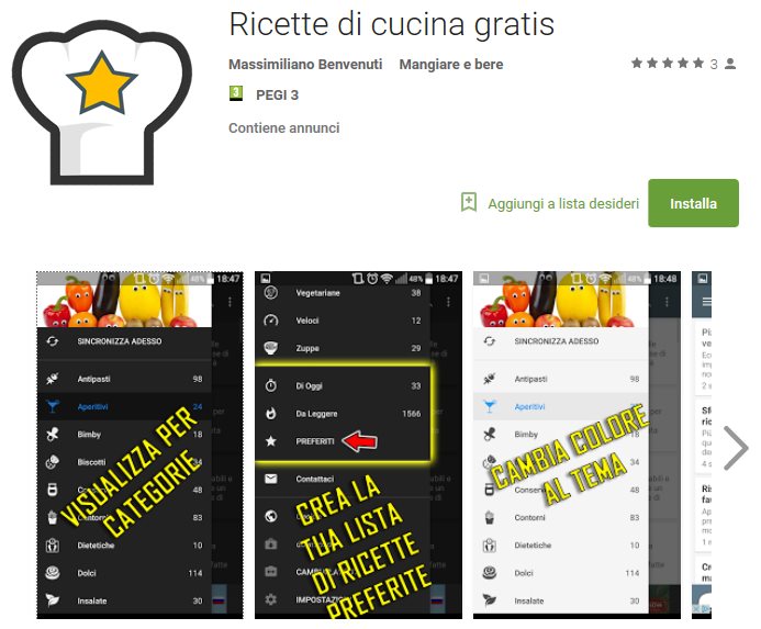 Scarica Ricette di Cucina l'app per android