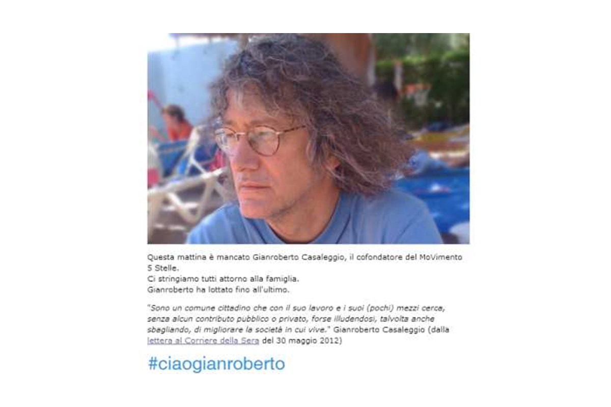 È morto a 61 anni Gianroberto Casaleggio, guru del Movimento 5 Stelle
