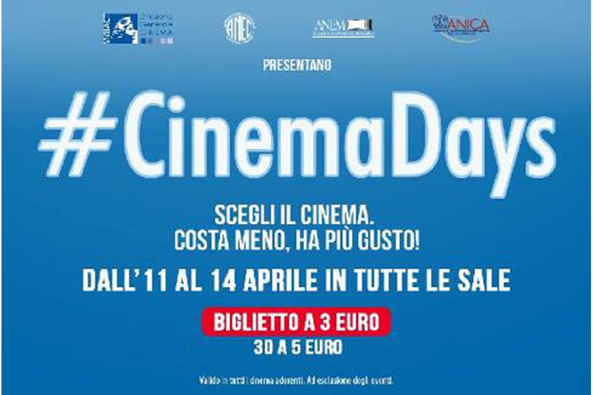 CinemaDays: ad aprile il cinema costa meno